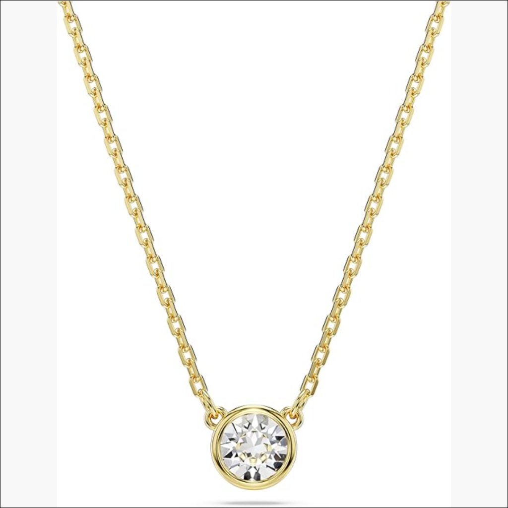 GoldTone Finished Crystal Pendant Necklace With Lobster Clasp